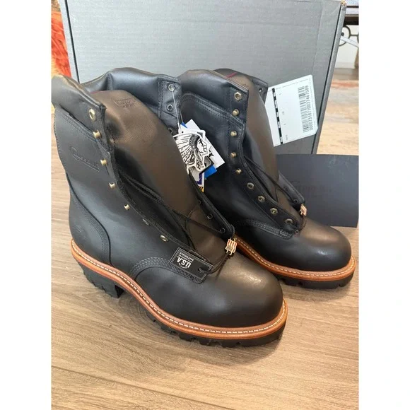 Chippewa Mens Workboots Motorcycle 9" Waterproof Steel Toe 11 E, 25410 Logger - Picture 1 of 6